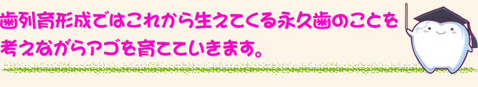 歯列育形成ではこれから生えてくる永久歯のことを考えながらアゴを育てていきます