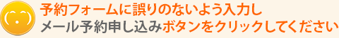 予約フォームに誤りのないよう入力し「メール予約申し込み」ボタンをクリックしてください