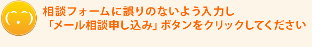 相談フォームに誤りのないよう入力し「メール相談申し込み」ボタンをクリックしてください